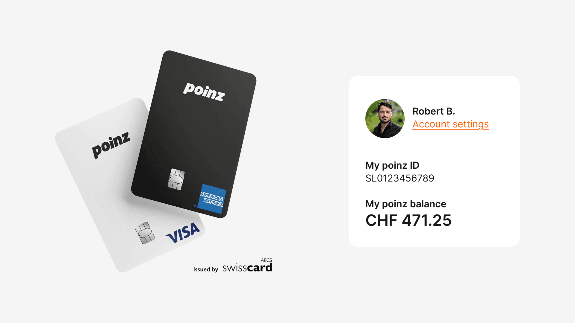 With the free poinz credit cards, you will always receive a portion of your expenses back as cashback worldwide. 1% with the poinz American Express and 0.25% with the poinz Visa. The money will be credited directly to your poinz account.