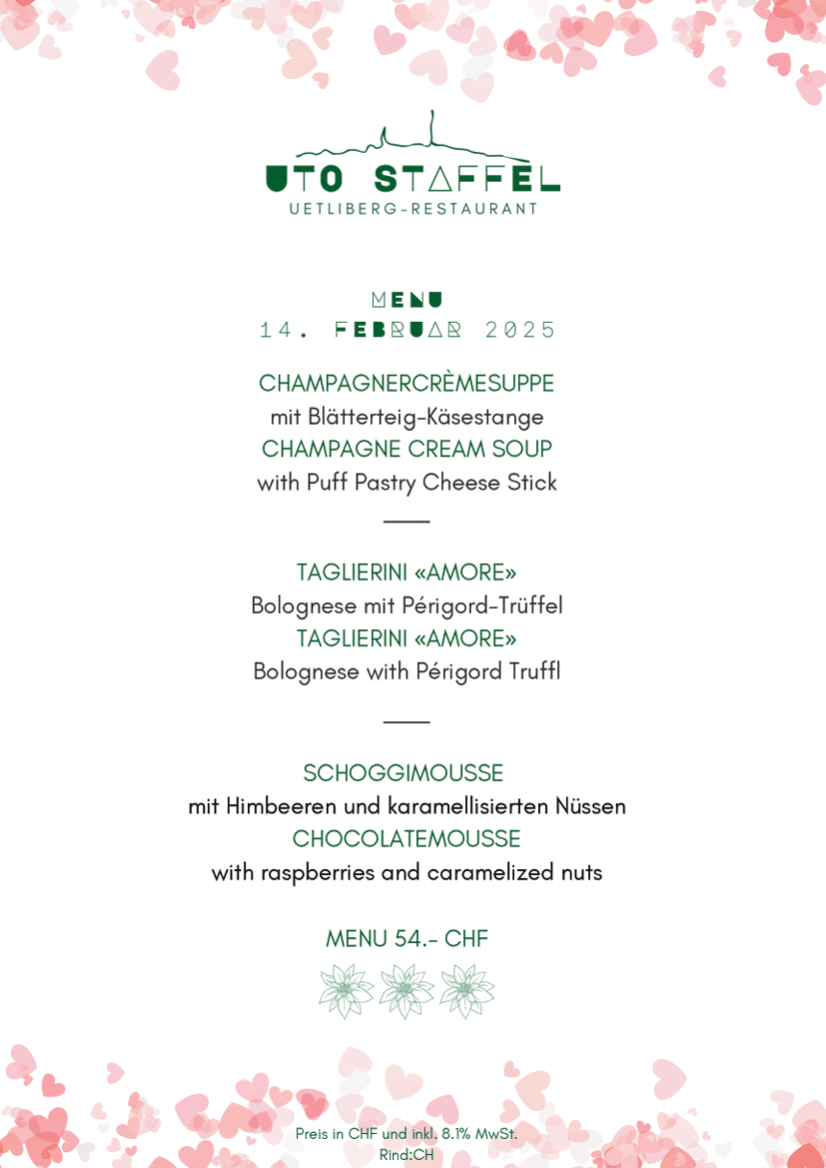 Valentine's Day Menu